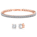 Simulated Diamond Bracelet and Earrings in Rose Gold Plated 11.25 ctw - Sticky add to cart bar