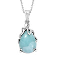 Natural Green Larimar 10.50 ctw Octopus Pendant Necklace in Rhodium Over Sterling Silver 20 Inches - Sticky add to cart bar