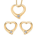 Luxuriant Lab Grown Diamond Heart Earrings, Pendant Necklace (20 Inches) in 18K Vermeil YG Over Sterling Silver 0.10 ctw - Sticky add to cart bar