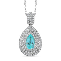 Rhapsody AAAA Paraiba Tourmaline and E-F VS Diamond 2.78 ctw Pendant Necklace in 950 Platinum 9 Grams 20 Inches