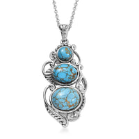 Mojave Blue Turquoise Pendant Necklace (20 Inches) in Stainless Steel 8.10 ctw
