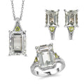 TLV Karis Montezuma Prasiolite, Peridot Earrings, Ring (Size 7.0), Pendant in Platinum Bond with Stainless Steel Necklace (20 Inches) 20.00 ctw - Sticky add to cart bar