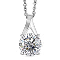Simulated Diamond Pendant in Sterling Silver with Stainless Steel Necklace (20 Inches) 6.60 ctw - Sticky add to cart bar