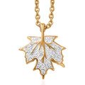 Karis White Diamond Accent Leaf Pendant in 18K YG Plated with ION Plated YG Stainless Steel Necklace (20 Inches) - Sticky add to cart bar