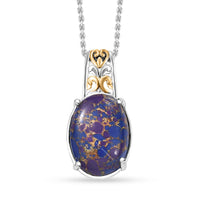 Karis Mojave Purple Turquoise Pendant in 18K YG Plated and Platinum Bond with Stainless Steel Necklace (20 Inches) 8.25 ctw