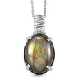 Karis Malagasy Labradorite 12.25 ctw Pendant in Platinum Bond with Stainless Steel Necklace 20 Inches - Sticky add to cart bar