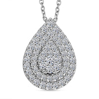 Luxuriant Lab Grown Diamond 1.02 ctw Pendant Necklace in Rhodium Over Sterling Silver 18 Inches