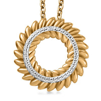 Karis White Diamond Accent Pendant in 18K YG Plated with Stainless Steel Necklace 20 Inches