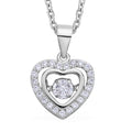 Simulated Diamond Dancing Stone Heart Pendant in Rhodium Over Sterling Silver with Stainless Steel Necklace 20 Inches 0.75 ctw - Sticky add to cart bar