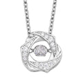 Simulated Diamond Sparkling Dancing Rose Pendant in Rhodium Over Sterling Silver with Stainless Steel Necklace 20 Inches 0.65 ctw - Sticky add to cart bar
