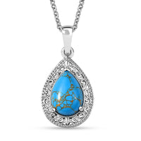 Karis Mojave Blue Turquoise 5.10 ctw Pendant in 18K YG Plated and Platinum Bond with Stainless Steel Necklace 20 Inches