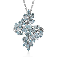 EverTrue Sky Blue Topaz Pendant Necklace (20 Inches) in Stainless Steel 6.35 ctw