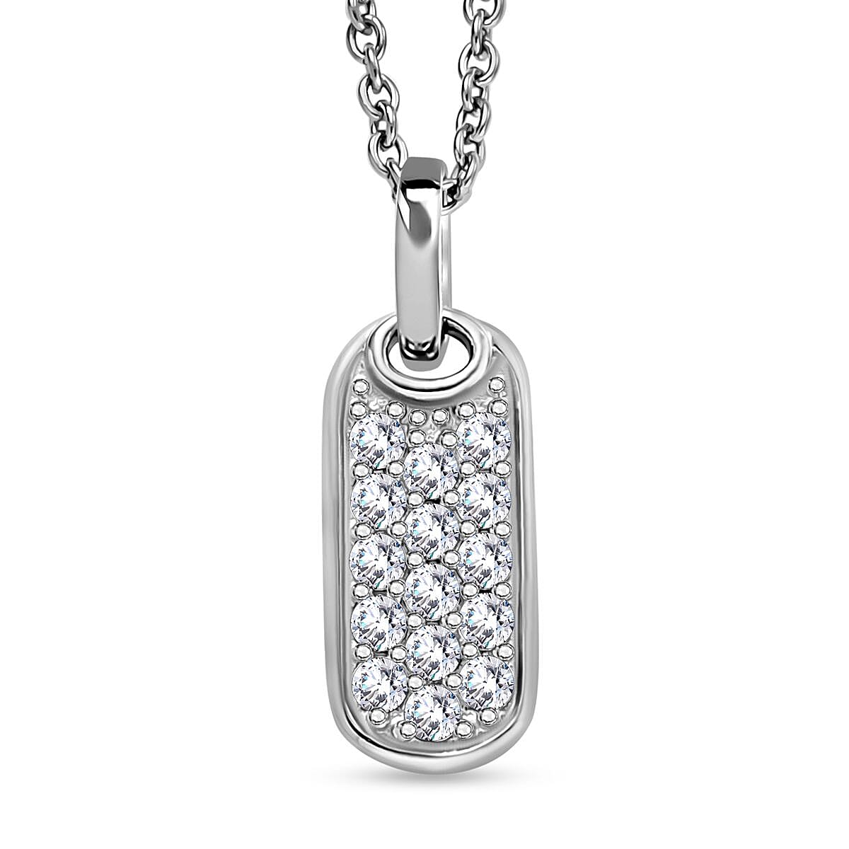 Karis Simulated Diamond Pendant in Platinum Bond with Stainless Steel Necklace (20 Inches) 0.75 ctw