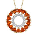 AAA Buriti Fire Opal and Moissanite 1.50 ctw Fiery Halo Pendant Necklace in 18K Vermeil Yellow Gold Over Sterling Silver 20 Inches - Sticky add to cart bar