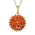AAA Buriti Fire Opal 2.25 ctw Dahlia Flower Pendant Necklace in 18K Vermeil Yellow Gold Over Sterling Silver 20 Inches - Sticky add to cart bar