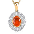 AAA Buriti Fire Opal and Moissanite 1.60 ctw Radiant Sunset Pendant Necklace in 18K Vermeil Yellow Gold Over Sterling Silver 20 Inches - Sticky add to cart bar