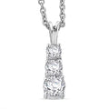 D'Joy Lab Created White Sapphire 1.20 ctw Trinity Pendant in Sterling Silver with Stainless Steel Necklace 20 Inches - Sticky add to cart bar