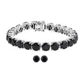 Karis Thai Black Spinel 38.10 ctw Solitaire Stud Earrings and Bracelet (6.50In) in Platinum Bond - Sticky add to cart bar