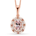 Pink Morganite and Multi Gemstone 1.50 ctw Pendant Necklace in 18K Vermeil Rose Gold Over Sterling Silver 20 Inches - Sticky add to cart bar