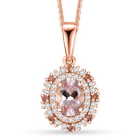 Pink Morganite and Multi Gemstone 1.50 ctw Pendant Necklace in 18K Vermeil Rose Gold Over Sterling Silver 20 Inches