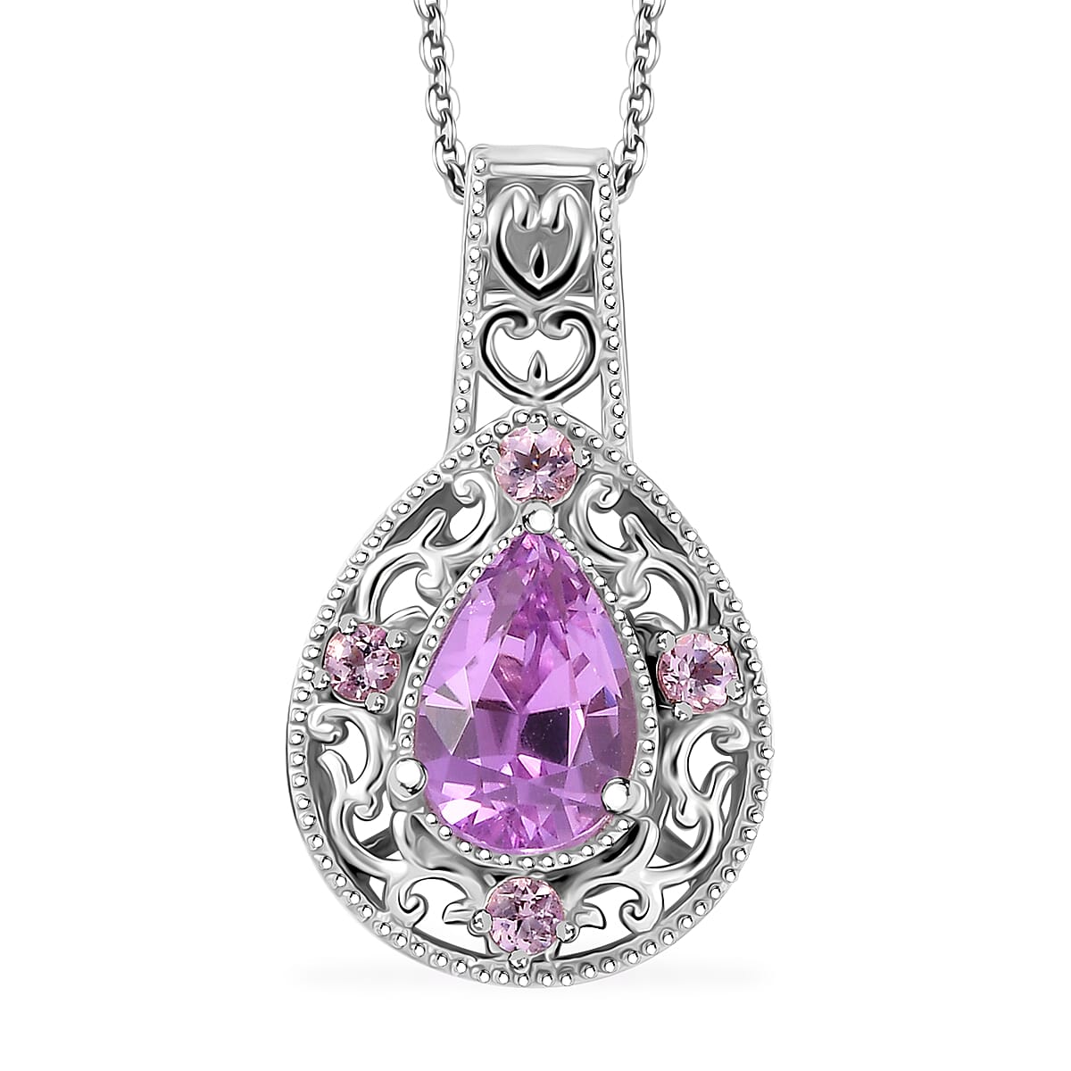 Patroke Kunzite and Narsipatnam Pink Spinel 3.85 ctw Blush Radiance Pendant Necklace in Vermeil RG and Rhodium Over Sterling Silver 20 Inches