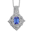 Premium Tanzanite and White Zircon 1.75 ctw Art Deco Pendant Necklace in Rhodium Over Sterling Silver 20 Inches - Sticky add to cart bar