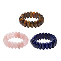 Set of 3 Yellow Tiger's Eye, Lapis Lazuli Galilea Rose Quartz Beaded 1009.00 ctw Stretch Bracelet - Sticky add to cart bar