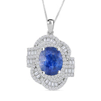 TLV Tangerine Kyanite, Moissanite Pendant Necklace (20 Inches) in Rhodium Over Sterling Silver 5.00 ctw
