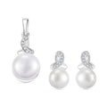 Freshwater Pearl, White Zircon 0.32 ctw Pendant without Chain and Earrings in Platinum Over Sterling Silver - Sticky add to cart bar