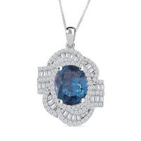 TLV Tangerine Kyanite, Moissanite Pendant Necklace (20 Inches) in Rhodium Over Sterling Silver 5.00 ctw