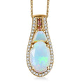 Premium Ethiopian Welo Opal and Multi Gemstone 3.00 ctw Pendant Necklace in 18K Vermeil Yellow Gold Over Sterling Silver 20 Inches - Sticky add to cart bar