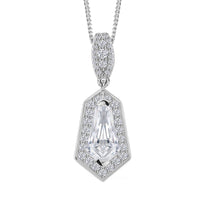 Moissanite (12x6) Pendent Necklace in Rhodium Over Sterling Silver (20 Inches) 2.10 ctw