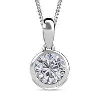 Moissanite (Rnd 7mm) Solitaire Pendant Necklace (20 Inches) in Rhodium Over Sterling Silver 1.20 ctw
