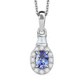 Tanzanite, White Zircon Pendant Necklace (20 Inches) in Rhodium Over Sterling Silver 0.85 ctw - Sticky add to cart bar