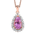 Patroke Kunzite and White Diamond 3.85 ctw Twilight Teardrop Pendant Necklace in 18K Vermeil Rose Gold Over Sterling Silver 20 Inches - Sticky add to cart bar