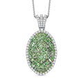 Doorbuster Tsavorite Garnet, White Zircon Pendant Necklace (20 Inches) in Rhodium Over Sterling Silver 4.15 ctw - Sticky add to cart bar