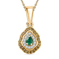 AAA Boyaca Colombian Emerald, White and Yellow Diamond 0.35 ctw Modern Glamour Pendant Necklace 20 Inches in 18K Vermeil Yellow Gold Over Sterling Silver - Sticky add to cart bar
