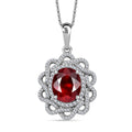 Ceylon Hessonite Garnet and Moissanite 5.50 ctw Pendant Necklace in Rhodium Over Sterling Silver 20 Inches - Sticky add to cart bar