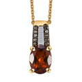Ceylon Hessonite Garnet, Natural Champagne and White Diamond 2.00 ctw Bridge Pendant Necklace in 18K Vermeil Yellow Gold Over Sterling Silver 20 Inches - Sticky add to cart bar