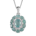 AAA Grandidierite and White Zircon 3.10 ctw Floral Pendant Necklace in Rhodium Over Sterling Silver 20 Inches - Sticky add to cart bar
