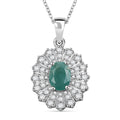 Grandidierite and White Zircon 2.25 ctw Sunrays Pendant Necklace in Rhodium Over Sterling Silver 20 Inches - Sticky add to cart bar