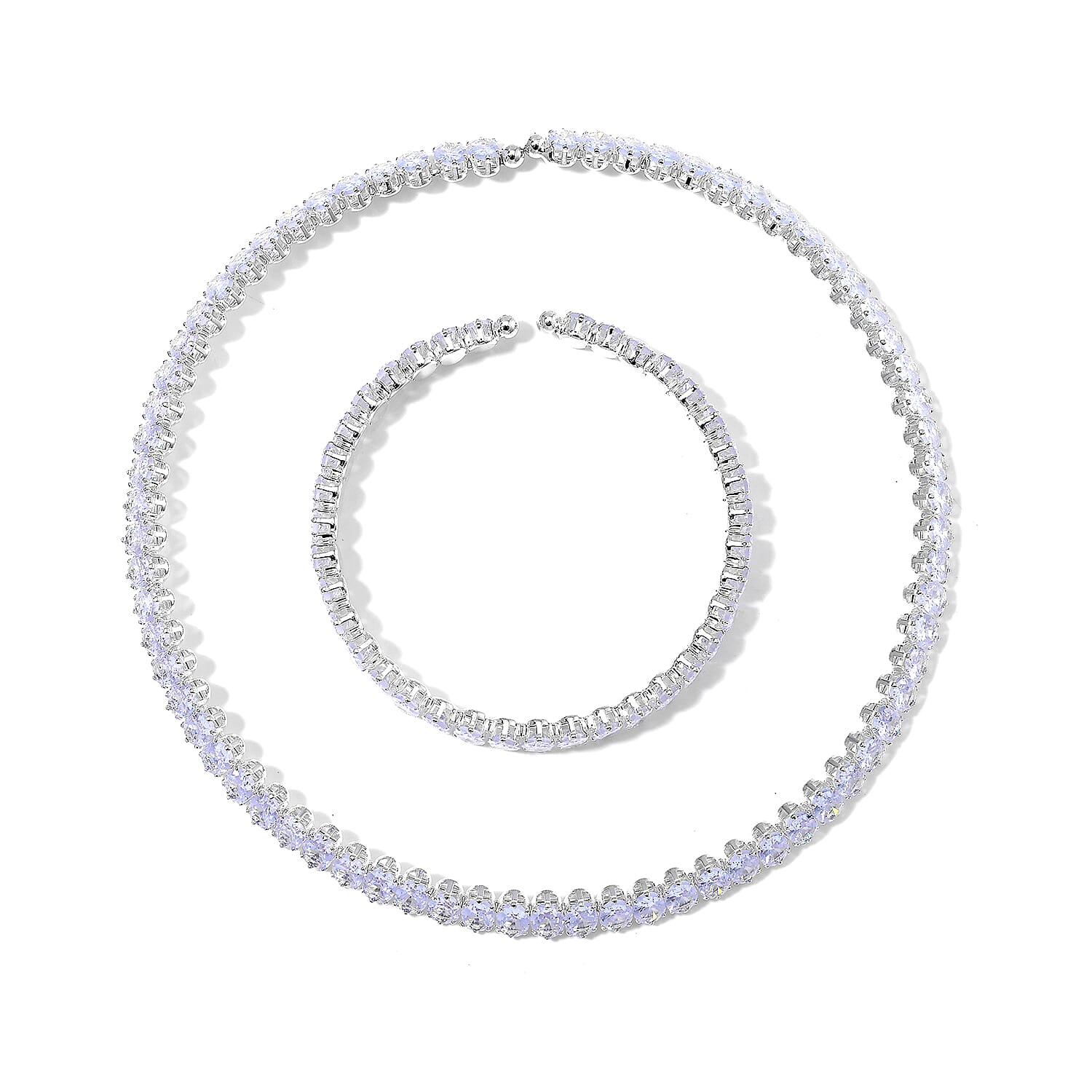 Simulated Diamond Choker Necklace and Stretch Bracelet