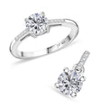 Doorbuster J Francis Embellished with Zirconia by Swarovski Ring (Size 7) and Pendant in Rhodium Over Sterling Silver 3.10 ctw - Sticky add to cart bar