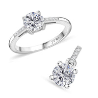 Doorbuster J Francis Embellished with Zirconia by Swarovski Ring (Size 7) and Pendant in Rhodium Over Sterling Silver 3.10 ctw