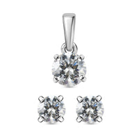 Doorbuster Moissanite 1.00 ctw Solitaire Stud Earrings and Pendant in 18K Vermeil Yellow Gold Over Sterling Silver