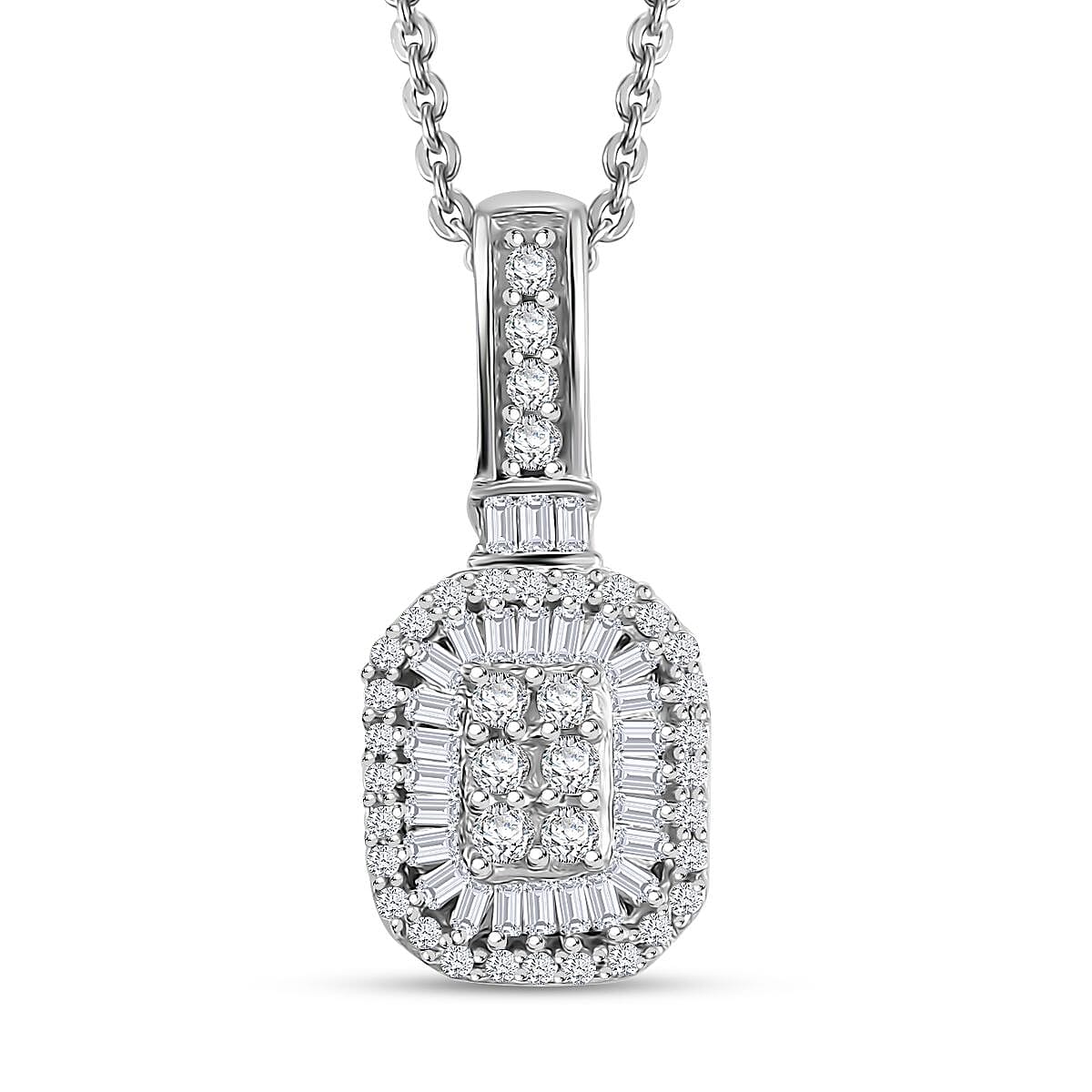Natural Champagne and White Diamond Pendant Necklace (20 Inches) in 18K Vermeil RG Over Sterling Silver 0.30 ctw
