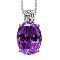 Karis African Amethyst Pendant in Platinum Bond with Stainless Steel Necklace (20 Inches) 18.00 ctw