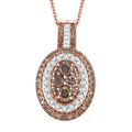 Natural Champagne and White Diamond 1.00 ctw Pendant Necklace in 18K Vermeil Rose Gold Over Sterling Silver 20 Inches - Sticky add to cart bar
