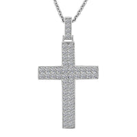 Luxuriant Lab Grown Diamond G SI 1.65 ctw Cross Pendant Necklace in Sterling Silver 16-18 Inches