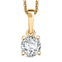 Moissanite (Rnd 5mm) Solitaire Pendant Necklace (20 Inches) in 18K Vermeil YG Over Sterling Silver 0.50 ctw